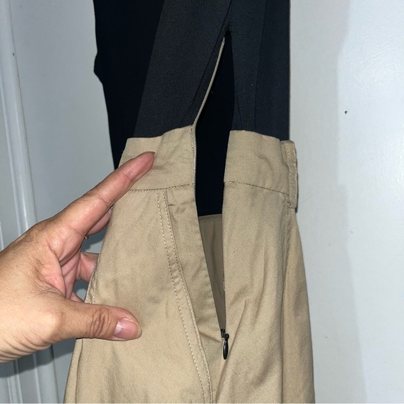 Zara Shoulder Pad Midi Dress Full Skirt Sand / Black - Picture 8 of 15